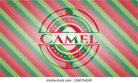 Camel christmas emblem background.