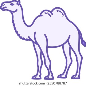 Camel Color Icon. Vector Illustration. Large Ruminant Mammal. Camel with Two Humps. Agriculture, Farming. Domestic Animals Concept