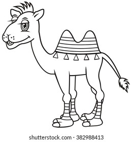 camel, coloring book, vector icon