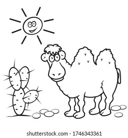 camel, coloring book, vector illustration