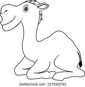 Camel coloring page cartoon vector art and illustration