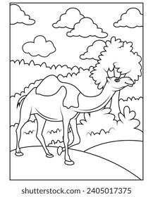 camel coloring page for kids