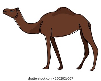 The camel is in a continuous line, drawing on a white background.