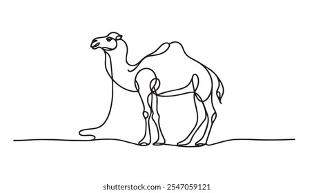 camel continuous line drawing vector 