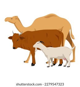 Vektorgrafik von Camel, Kuh und Ziege. Tier