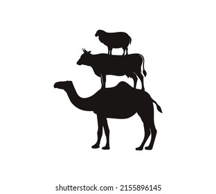 Camel Cow Lamb or Sheep Icon Vector. Farm Animals Icon. Stacked Camel Cow Sheep or Lamb Vector Design Template.