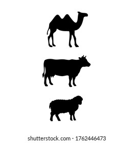 camel cow sheep black vector animal