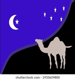 un camello y una luna creciente