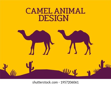 camel desert animal flat design vector illustration