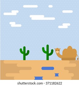 Camel in the desert day vector