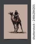 Camel in the Desert illustration Art.