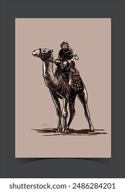 Camel in the Desert illustration Art.