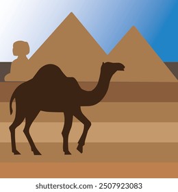 camel in desert illustration design.