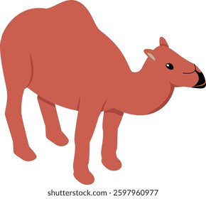 Camel in desert isometric Concept, Red dromedary Vector Color Icon Design, Arabic culture and traditions Symbol, Islamic and Muslim fasting Sign, Ramadan and Eid al Fitr stock illustration