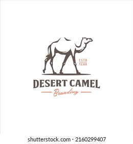 Camel and Desert Logo Design Vector Image