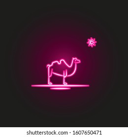 camel, desert neon style icon. Simple thin line, outline vector of desert icons for ui and ux, website or mobile application