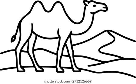 Camello en signo del desierto, símbolo, Vector, arte