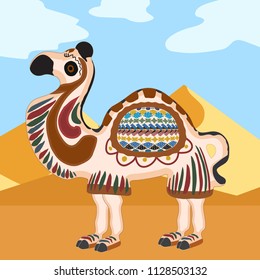 Camel in a desert. Vector illustration