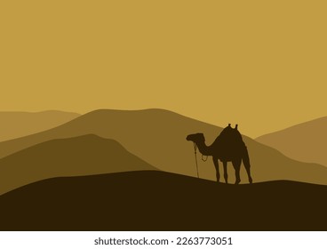 camel in the desert vector illustration