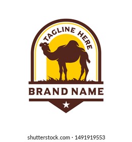 camel desert vintage logo design