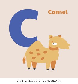 Camel editable alphabet vector card