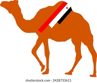 Camel and Egyptian flag vector illustration