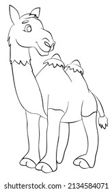 Camel. Element for coloring page. Cartoon style.