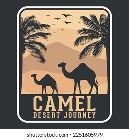 Camel Emblem Patch Logo Poster Label Vector Illustration Retro Vintage Badge Sticker And T-shirt Design