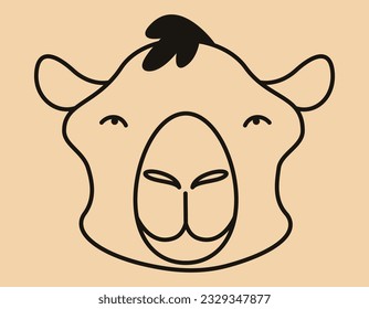 Camel face in doodle style. Cute African animal.