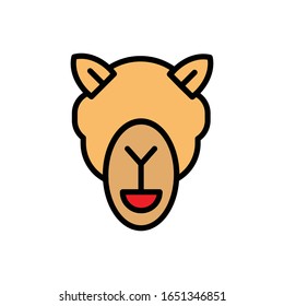 Camel face with filled line icon vector