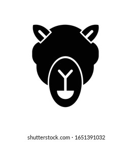 Cara de camello con vector de icono de glifo
