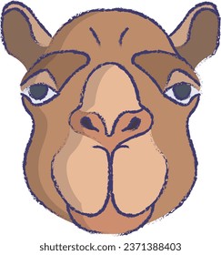Camel face hand drawn vector illustration
