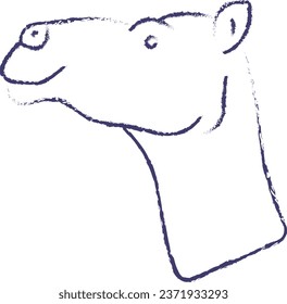 Camel face hand drawn vector illustration