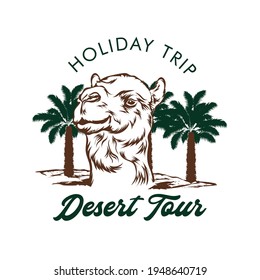 camel face vector illustration with desert background,perfect for tshirt design and all merchandise type 