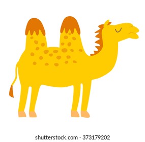 Camel. Flat cartoon vector illustration, isolate on white  background