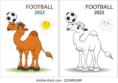 Camel footballer playing with a ball coloring book
