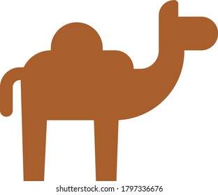 Camel graphic icon. Camel brown sign isolated on white background. Camel symbol of desert. Vector illustration Dromedary