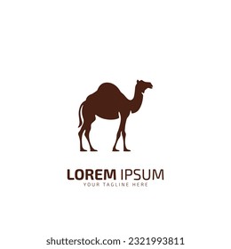 Camel graphic icon. Camel brown sign. Camel symbol of desert. Vector illustration