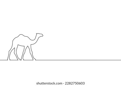 Camel graphic linear icon. Camel sign with empty space on white background. Wildlife line symbol. Vector illustration