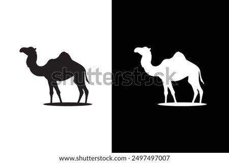 Camel Graphic Silhouette. Camel icon, silhouette, logo on white black background