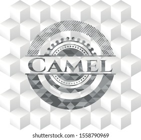 Camel grey emblem with geometric cube white background