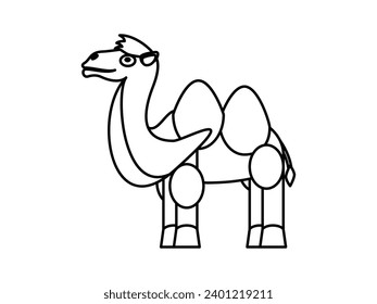 Camel hand drawing coloring page vector illustration