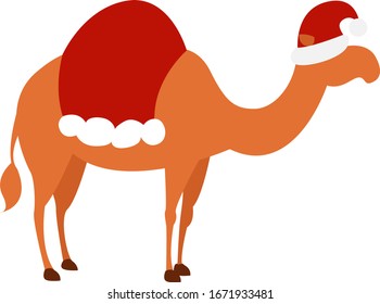 Kamel mit Hut, Illustration, Vektorillustration auf weißem Hintergrund.