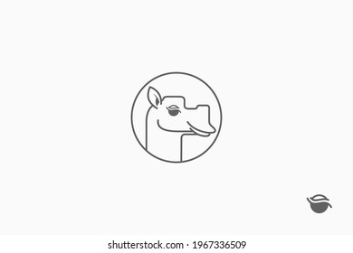 Camel head and coffee bean shaped eye logo in line art style