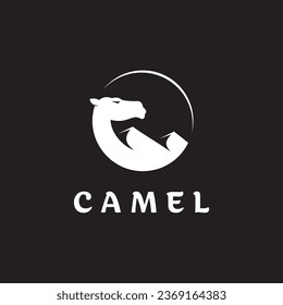 camel head icon logo with desert background