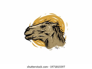 Camel head line art drawing design