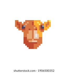 Cabeza de camello. Icono de arte de píxeles. Diseño de pegatinas. Ilustración vectorial aislada.