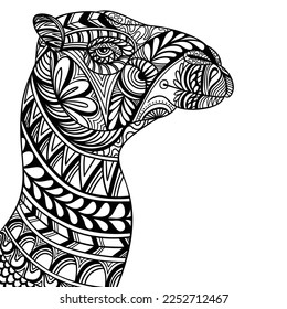 Camel head side position mandala zentangle coloring page illustration for your company or brand