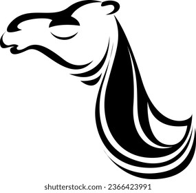 Camel head tattoo , illustration, vector on a white background.