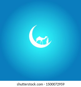 camel herd vector with a blue background